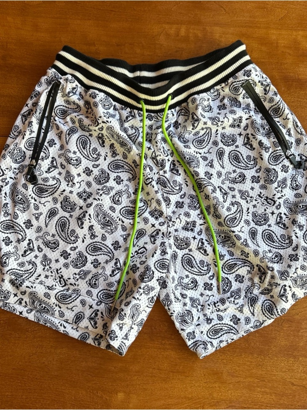 Men's Paisley Athletic Shorts with Neon Drawstring